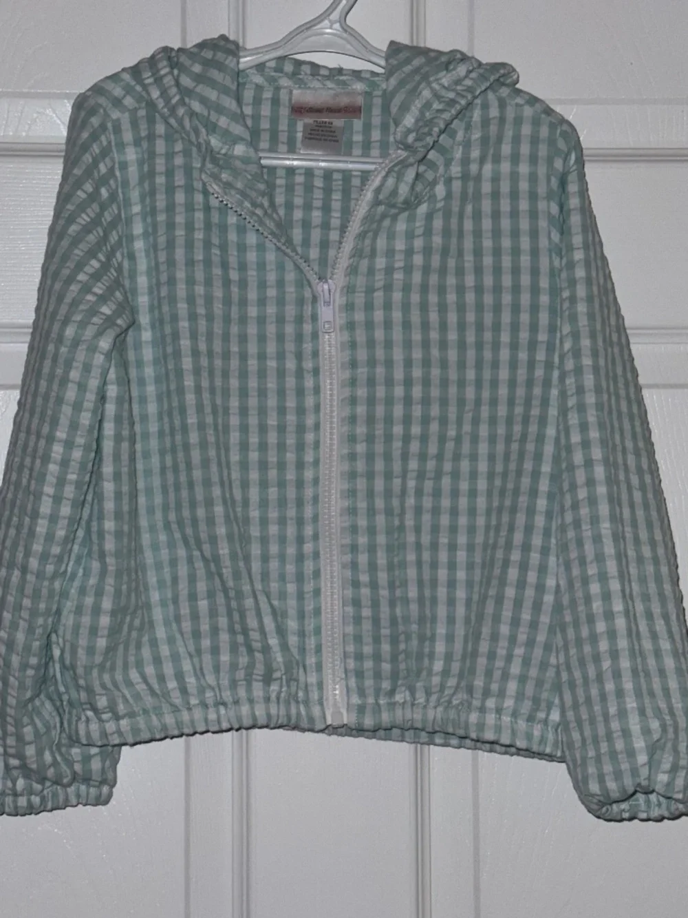 Sweet Heart Rose Mint Green & White Gingham Hooded Zip Jacket Size 6x